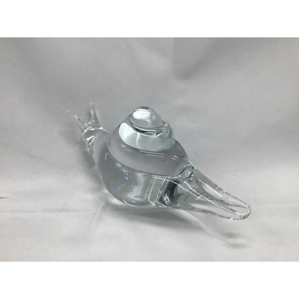 Murano Clear Art Glass Snail 6.5 Inch Fairy Whimsy Cottage Cabincore Folklore - Picture 2 of 10